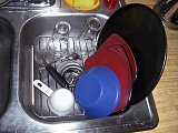 With very little counter space and no dishwasher, this in the sink dish rack is perfect. 